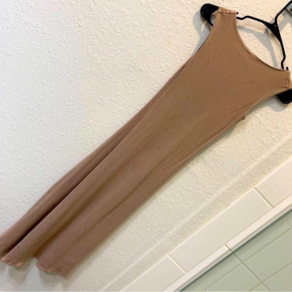 Tan form fitting dress